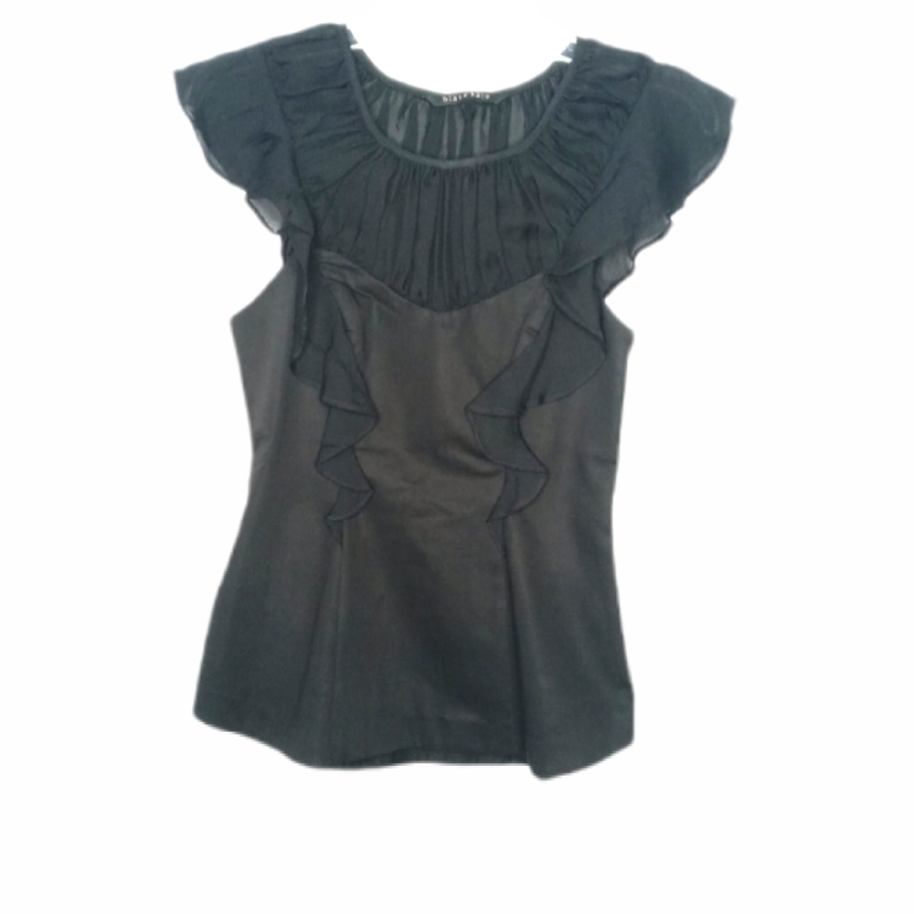 Black Halo Ruffled Black Blouse